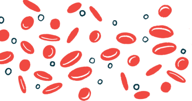 This illustration shows dozens of red blood cells grouped together.