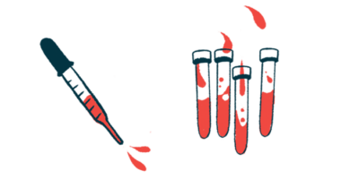 A dropper is seen squirting blood alongside four half-filled test tubes.