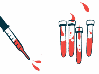 A dropper is seen squirting blood alongside four half-filled test tubes.