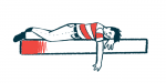 A person with depression lays flat on a bench in this illustration.