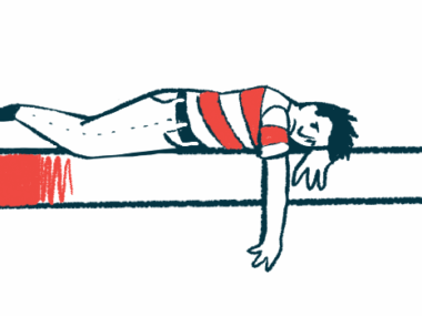A person with depression lays flat on a bench in this illustration.
