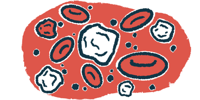 An illustration of red and white blood cells.