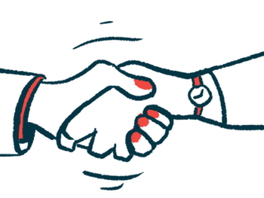 Two hands, one with red fingernails, are seen shaking in agreement.