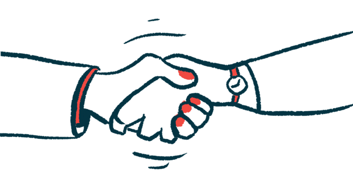 Two hands, one with red fingernails, are seen shaking in agreement.